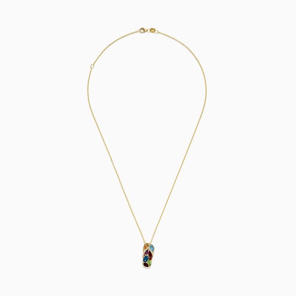 14K Gold Multi Gemstone and Diamond Sandal Pendant Cheap