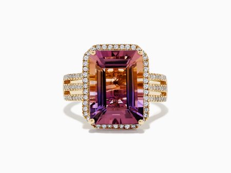 14K Yellow Gold Ametrine and Diamond Ring Online Sale