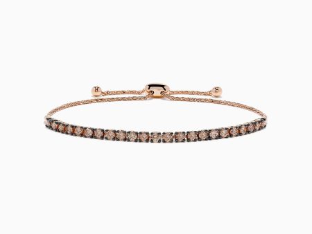 14K Rose Gold Espresso Diamond Bolo Bracelet 1.35 TCW For Cheap