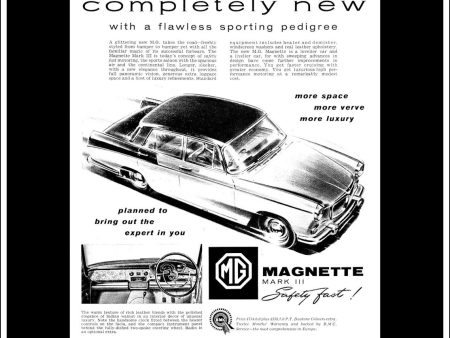 M.G. Magnette Mk III. BMC. Original Vintage Advert From March, 1960. on Sale