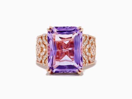 Amethyst 14K Rose Gold Amethyst and Diamond Ring Online now