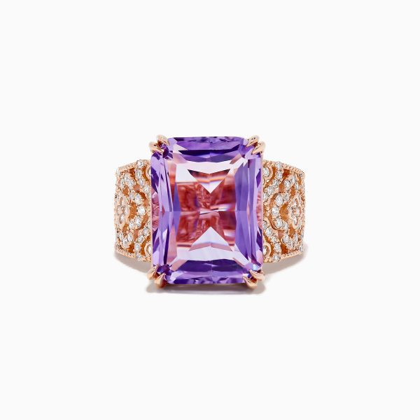 Amethyst 14K Rose Gold Amethyst and Diamond Ring Online now