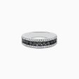 14K White Gold Black and White Diamond Ring, 0.89 TCW Sale