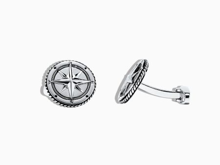 Men s 925 Sterling Silver Compass Cufflinks Online Hot Sale