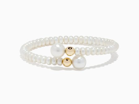 14K Yellow Gold Cultured Fresh Water Pearl Wrap Bracelet Cheap