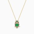 Safari 14K Yellow Gold Emerald and Diamond Owl Pendant Fashion