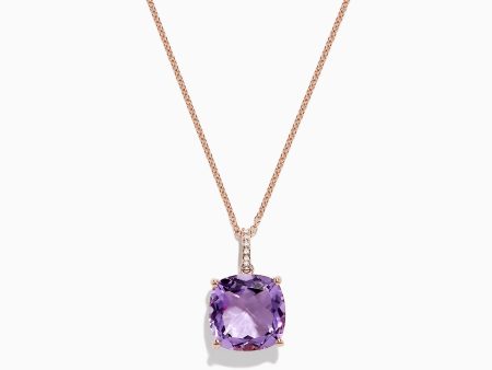 14K Rose Gold Amethyst and Diamond Pendant, 6.62 TCW Sale