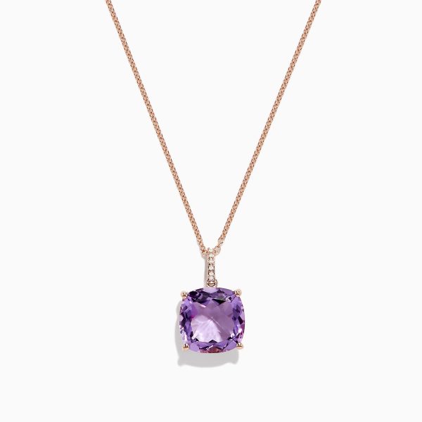 14K Rose Gold Amethyst and Diamond Pendant, 6.62 TCW Sale