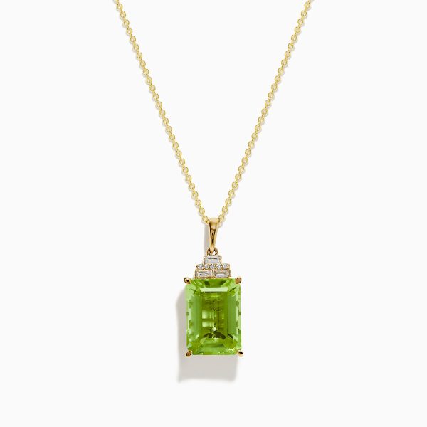 14K Yellow Gold Lemon Quartz and Diamond Pendant Online Sale