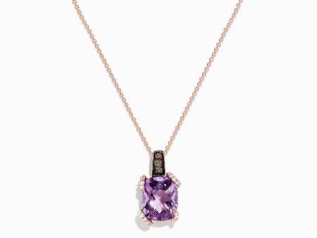 14K Rose Gold Amethyst and Diamond Pendant, 3.92 TCW For Sale