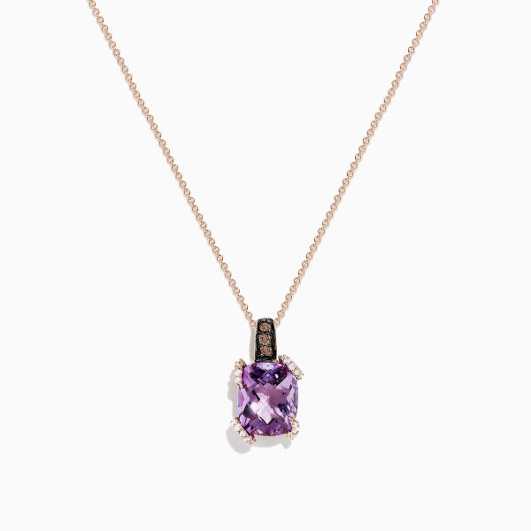 14K Rose Gold Amethyst and Diamond Pendant, 3.92 TCW For Sale