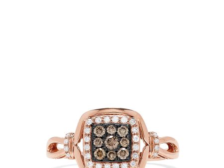 14K Rose Gold Espresso and White Diamond Ring, 0.28 TCW on Sale