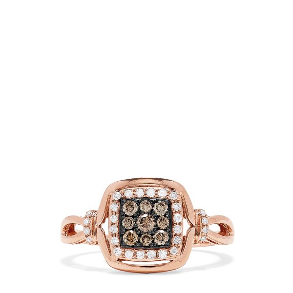 14K Rose Gold Espresso and White Diamond Ring, 0.28 TCW on Sale