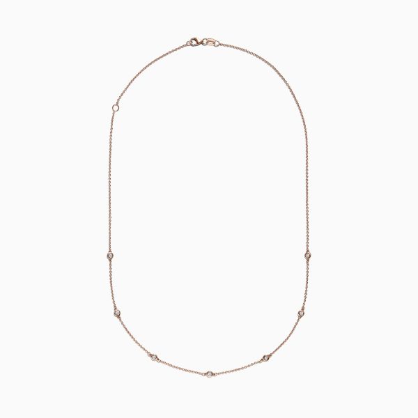 14K Rose Gold 18  Diamonds Station Necklace, 0.21 TCW Discount