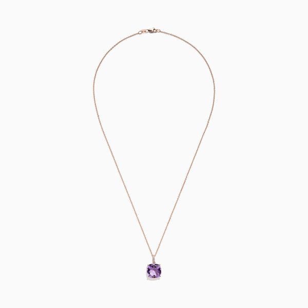 14K Rose Gold Amethyst and Diamond Pendant, 6.62 TCW Sale