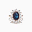 14K Rose Gold Blue Sapphire and Diamond Ring, 4.71 TCW For Cheap