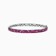 Splash Sterling Silver Pink Sapphire and Ruby Bangle, 4.24 TCW Sale