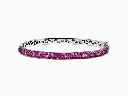 Splash Sterling Silver Pink Sapphire and Ruby Bangle, 4.24 TCW Sale