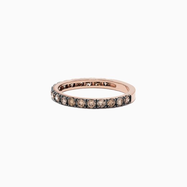 14K Rose Gold Brown Diamond Stacking Ring, 0.65 TCW Online now