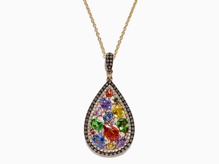 Watercolors 14K Yellow Gold Multi Sapphire & Diamond Pendant, 4.21 TCW For Discount