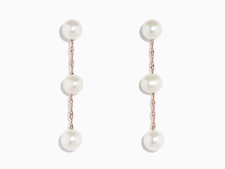 14K Rose Gold Cultured Fresh Water Pearl Drop Earrings Hot on Sale