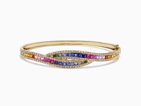 Watercolors 14K Gold Multi Sapphire and Diamond Bangle, 4.17 TCW Online Sale