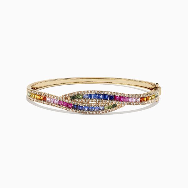 Watercolors 14K Gold Multi Sapphire and Diamond Bangle, 4.17 TCW Online Sale