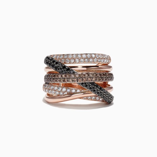 14K Rose Gold Black, Brown and White Diamond Ring, 1.47 TCW on Sale