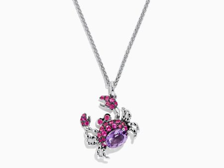 Seaside Sterling Silver Multi Gemstone Crab Pendant, 1.75 TCW Sale