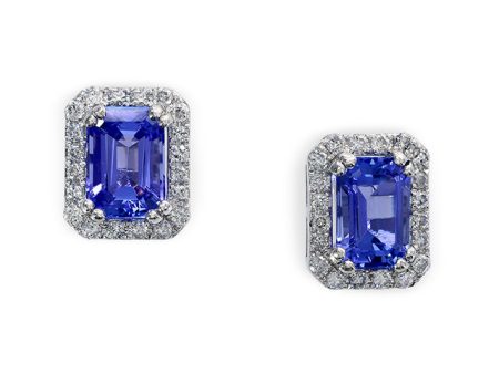 14K White Gold Tanzanite and Diamond Earrings, 1.96 TCW For Discount