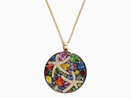 Watercolors 14K Yellow Gold Multi Sapphire & Diamond Pendant, 5.71 TCW For Cheap