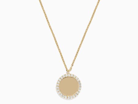 D Oro 14K Yellow Gold Diamond Disk Pendant For Cheap