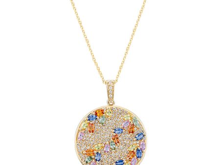 Watercolors 14K Yellow Gold Multi Sapphire & Diamond Pendant, 4.26 TCW Hot on Sale