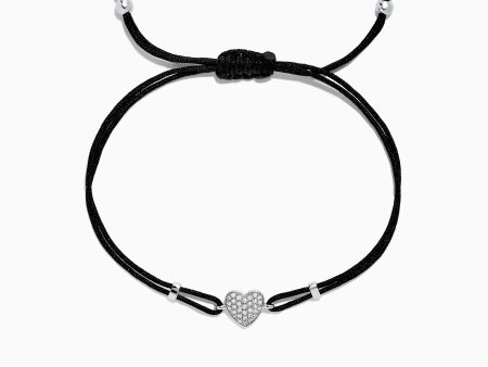 Novelty 14K White Gold Diamond Heart String Bracelet, 0.13 TCW Online Hot Sale