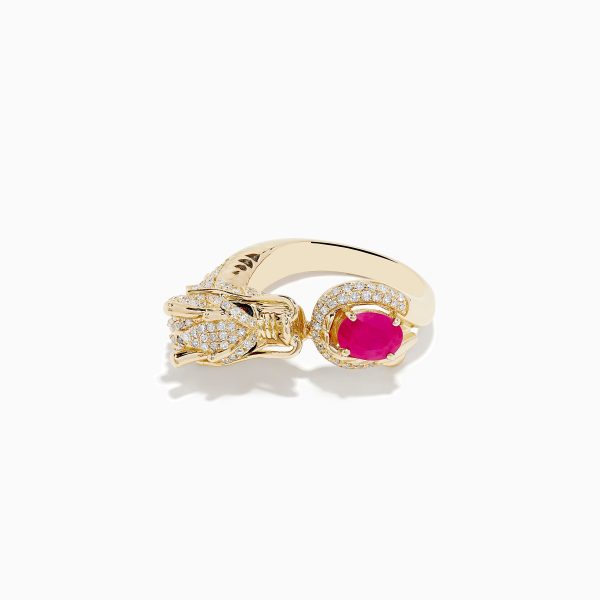 Safari 14K Yellow Gold Ruby and Diamond Dragon Ring Online Hot Sale