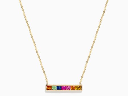 Watercolors 14K Yellow Gold Multi Sapphire Bar Necklace Online Hot Sale