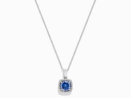 14K White Gold Tanzanite and Diamond Pendant, 0.83 TCW Fashion