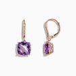 14K Rose Gold Amethyst and Diamond Earrings, 8.12 TCW Online Sale