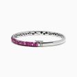 Splash Sterling Silver Pink Sapphire and Ruby Bangle, 4.24 TCW Sale