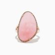 14K Rose Gold Pink Opal and Diamond Ring For Sale