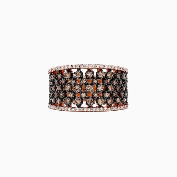 14K Rose Gold Espresso and White Diamond Ring, 1.25 TCW Fashion