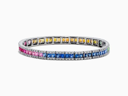 Watercolors 14K White Gold Multi Sapphire & Diamond Bracelet, 9.16 TCW Fashion