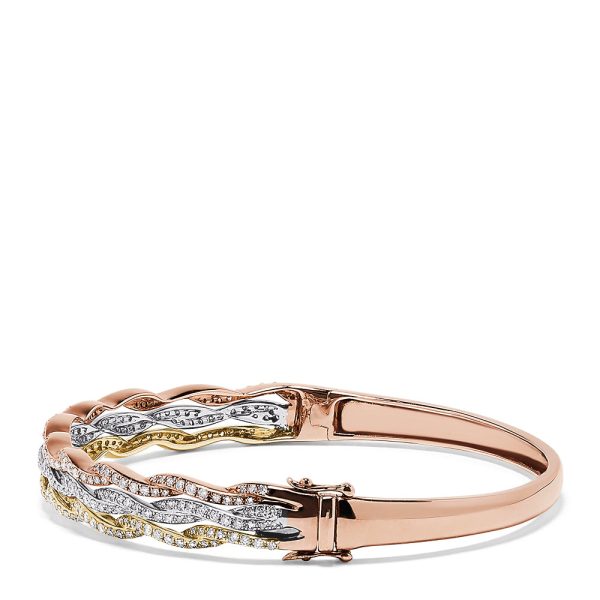 Trio 14K Tri Color Gold Diamond Bangle, 1.42 TCW Online Hot Sale