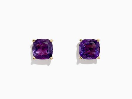 14K Yellow Gold Amethyst Stud Earrings, 4.25 TCW Online Sale