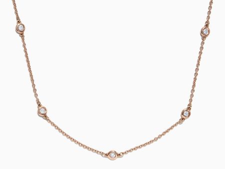 14K Rose Gold 18  Diamonds Station Necklace, 0.21 TCW Discount