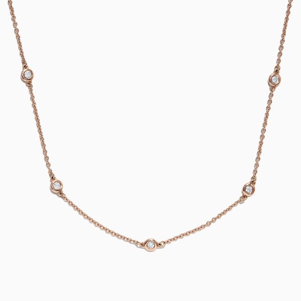 14K Rose Gold 18  Diamonds Station Necklace, 0.21 TCW Discount