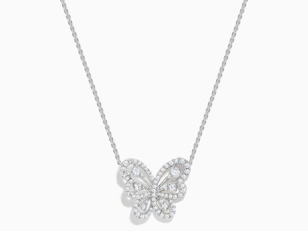 14K White Gold Diamond Butterfly Necklace For Discount