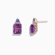 14K Rose Gold Amethyst, Tanzanite and Diamond Earrings, 8.62 TCW Fashion