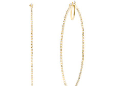 14K Yellow Gold Diamond Accented Large Hoop Earrings, 0.87 TCW Online Hot Sale