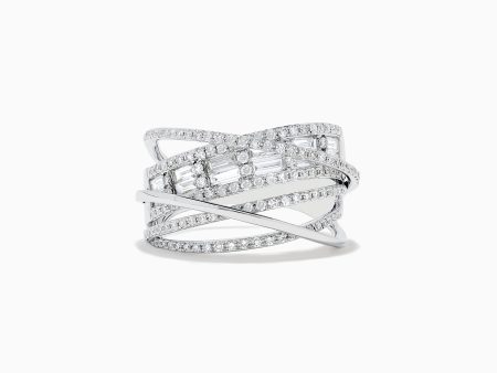 Classique 14K White Gold Diamond Cross Over Ring Online now